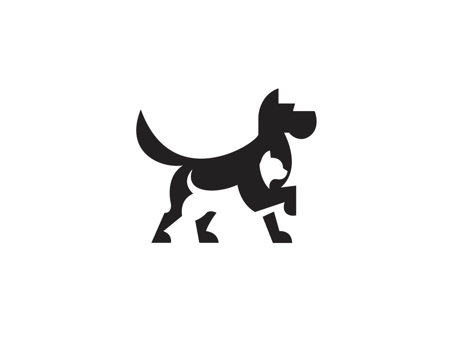 Dog and cat logo in black and white palette